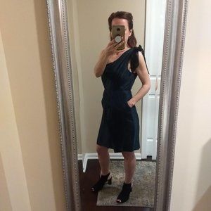 Blue linen silk dress